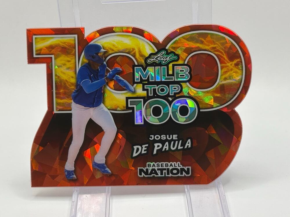 2025 Leaf Baseball Nation Josue De Paula Top 100 Die-Cut Orange Refractor 4/4 SP